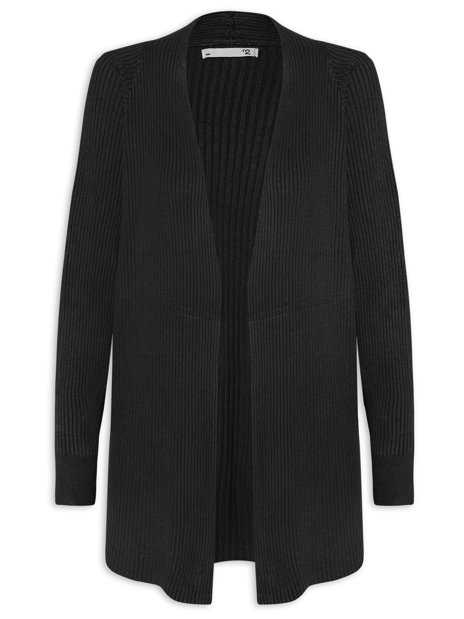 Cardigan Feminino Manga Longa Tricot - '2Essential - Preto