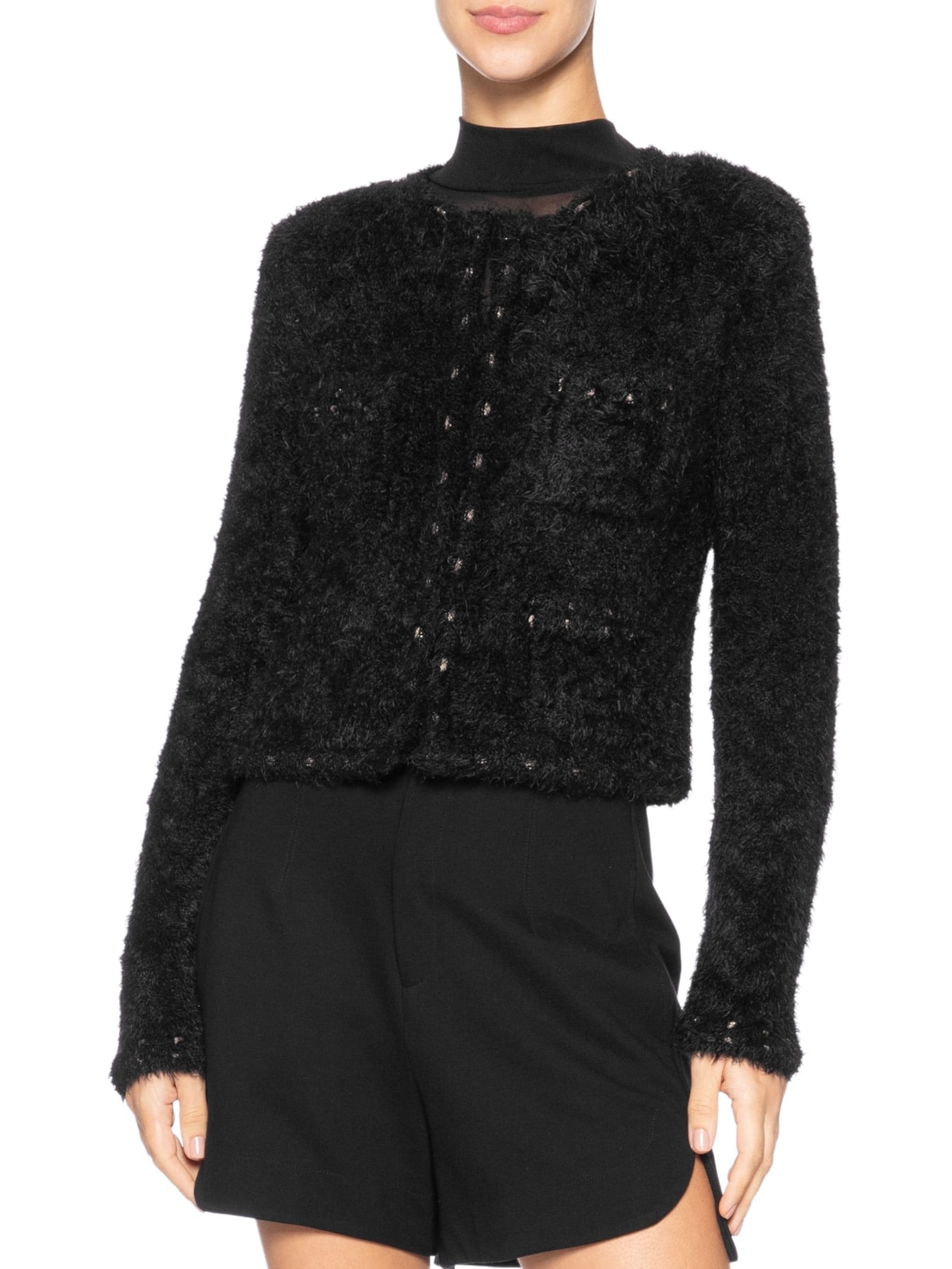Cardigan Feminino Marieta Paloma Tricot Preto Bo.bô