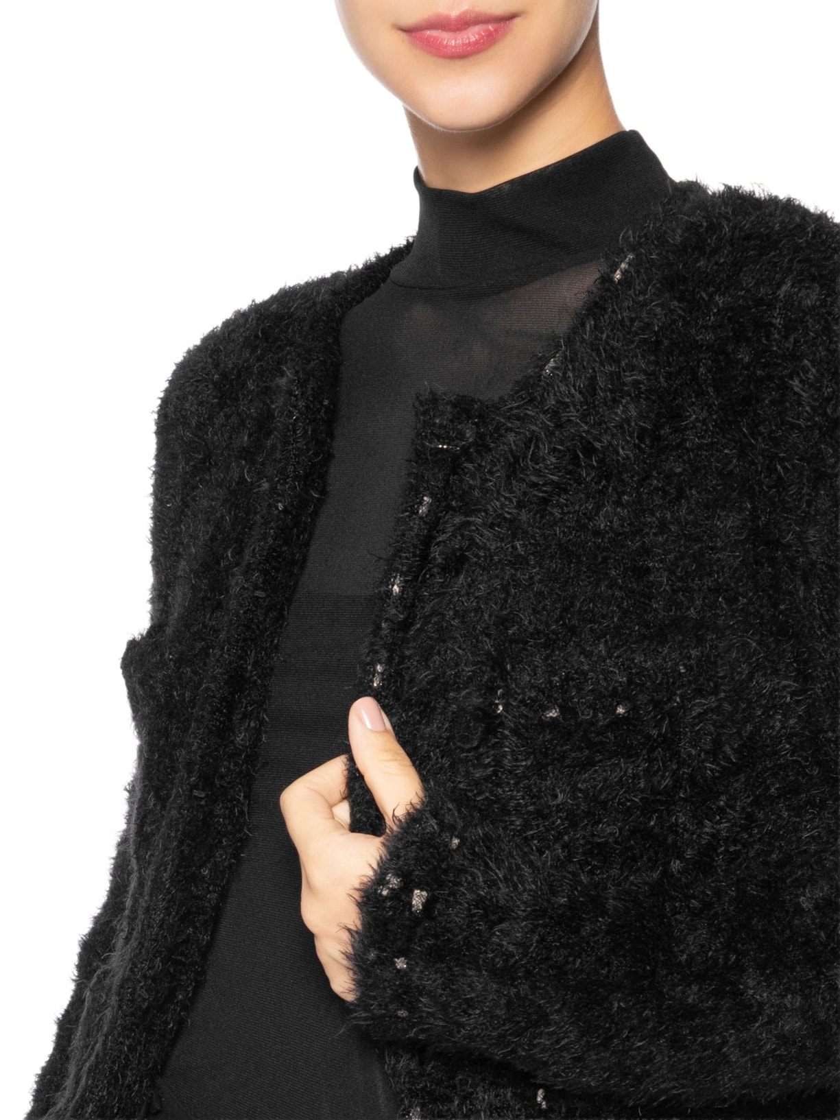 Cardigan Feminino Marieta Paloma Tricot Preto Bo.bô