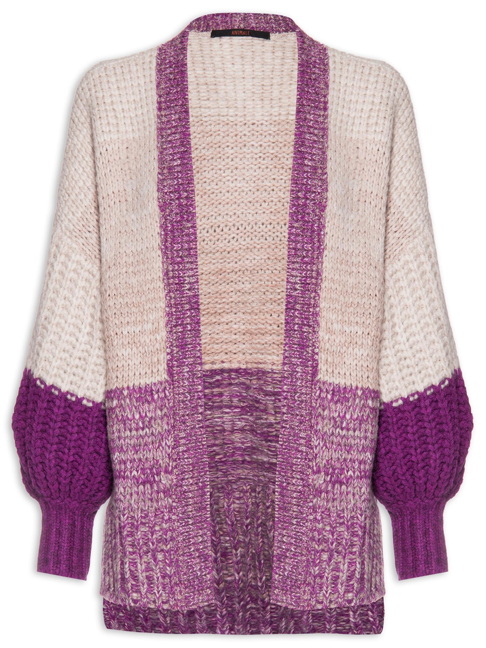Animale - Cardigan Feminino Oversized Tricot Pesado - Roxo