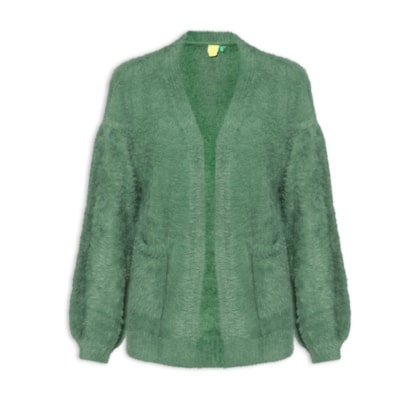 Cardigan Feminino Pelinho Com Bolso - Verde