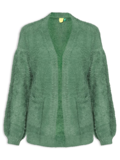 Cardigan Feminino Pelinho Com Bolso - Verde