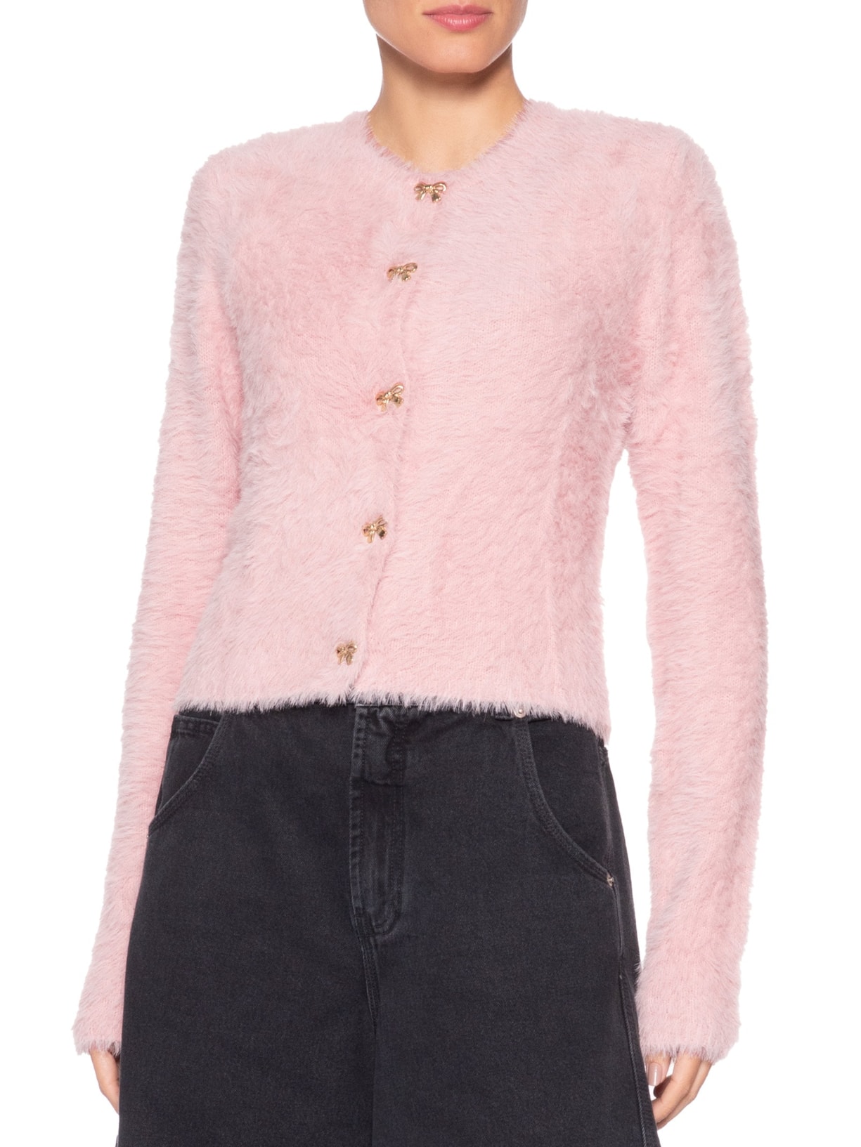 Cardigan Feminino Pelinho Curto Slim – Rosa Farm