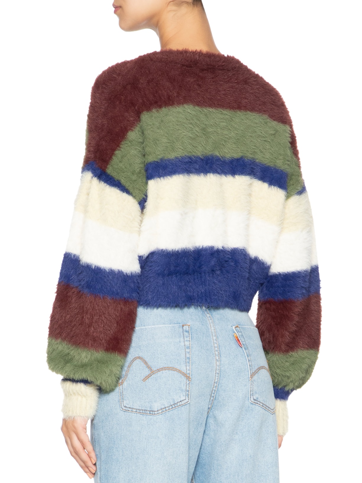 Cardigan Feminino Pelinho Tricot Listras Verde Farm