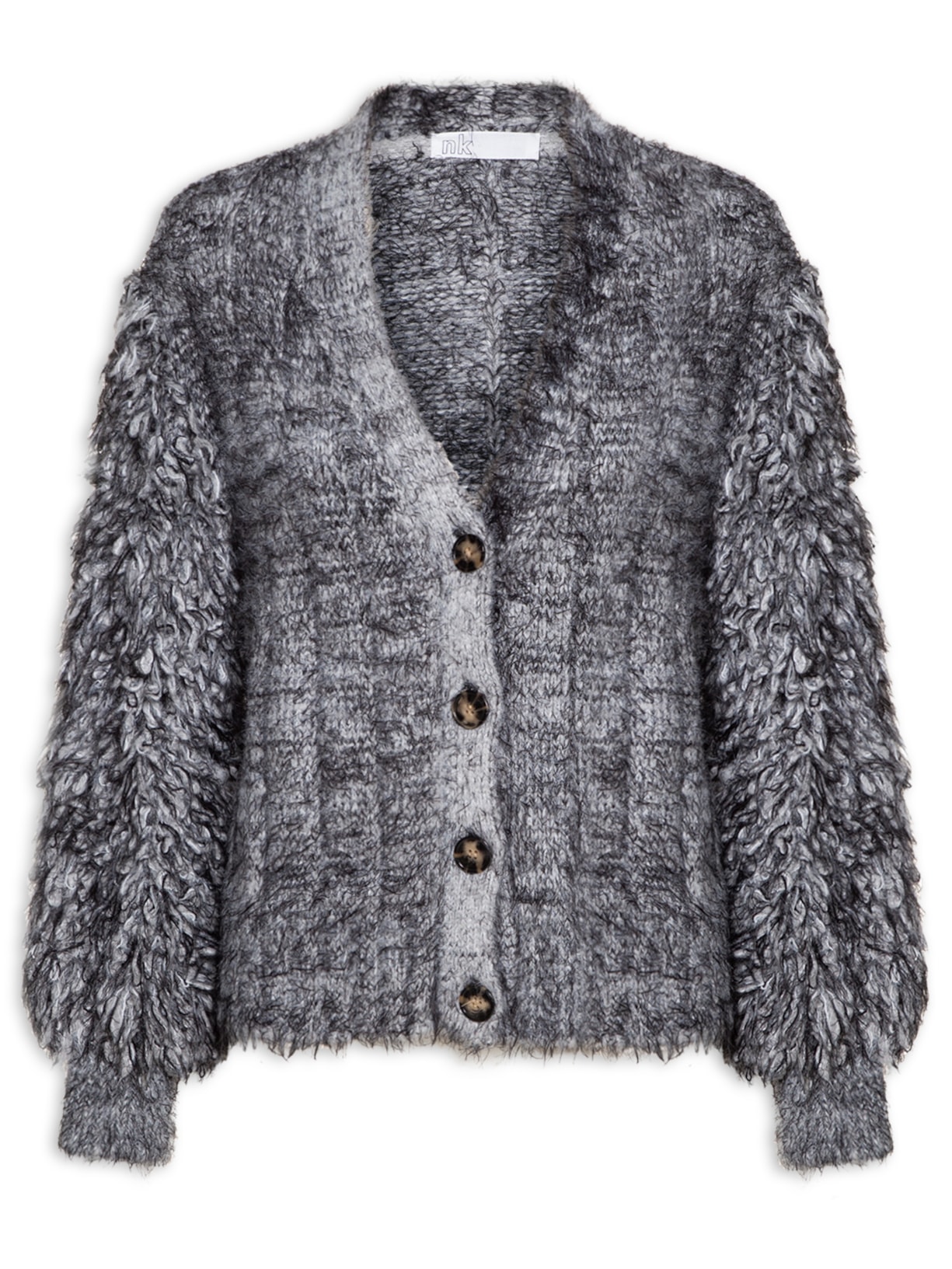 Cardigan Feminino Ponto Inglês Camila - Cinza