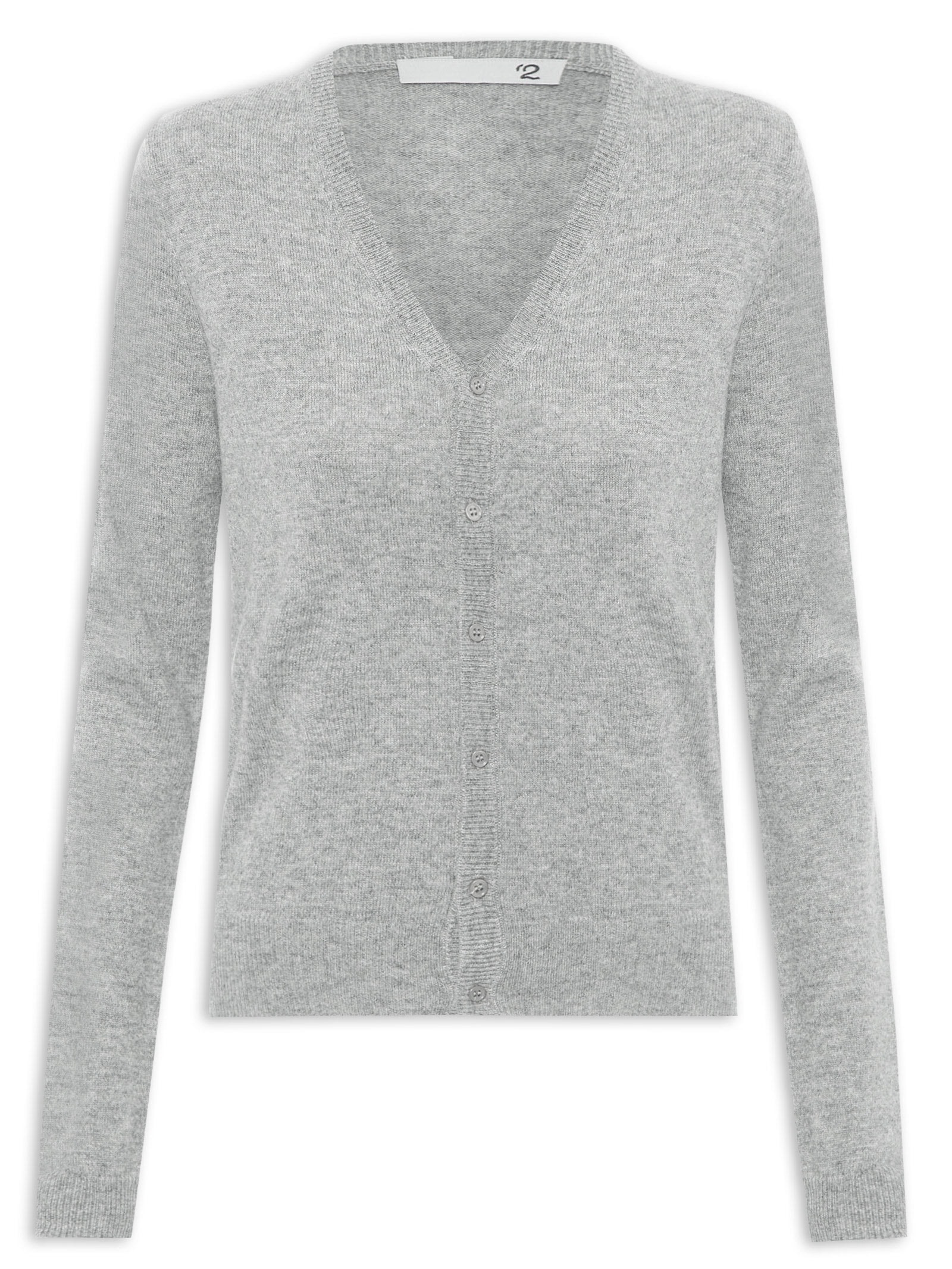 2Essential - Cardigan Feminino Puro Cashmere - Cinza