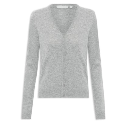 Cardigan Feminino Puro Cashmere - Cinza