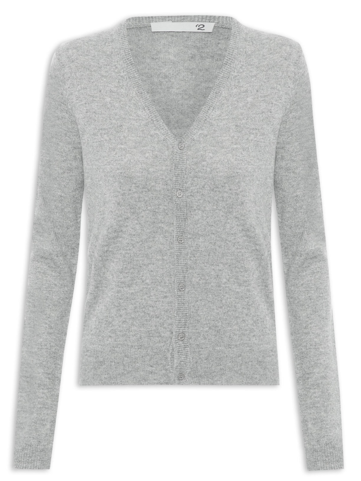 Cardigan Feminino Puro Cashmere - Cinza