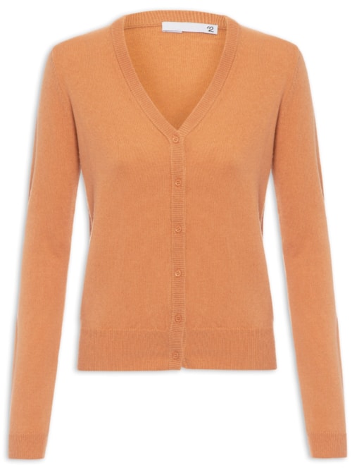 Cardigan Feminino Puro Cashmere - Laranja