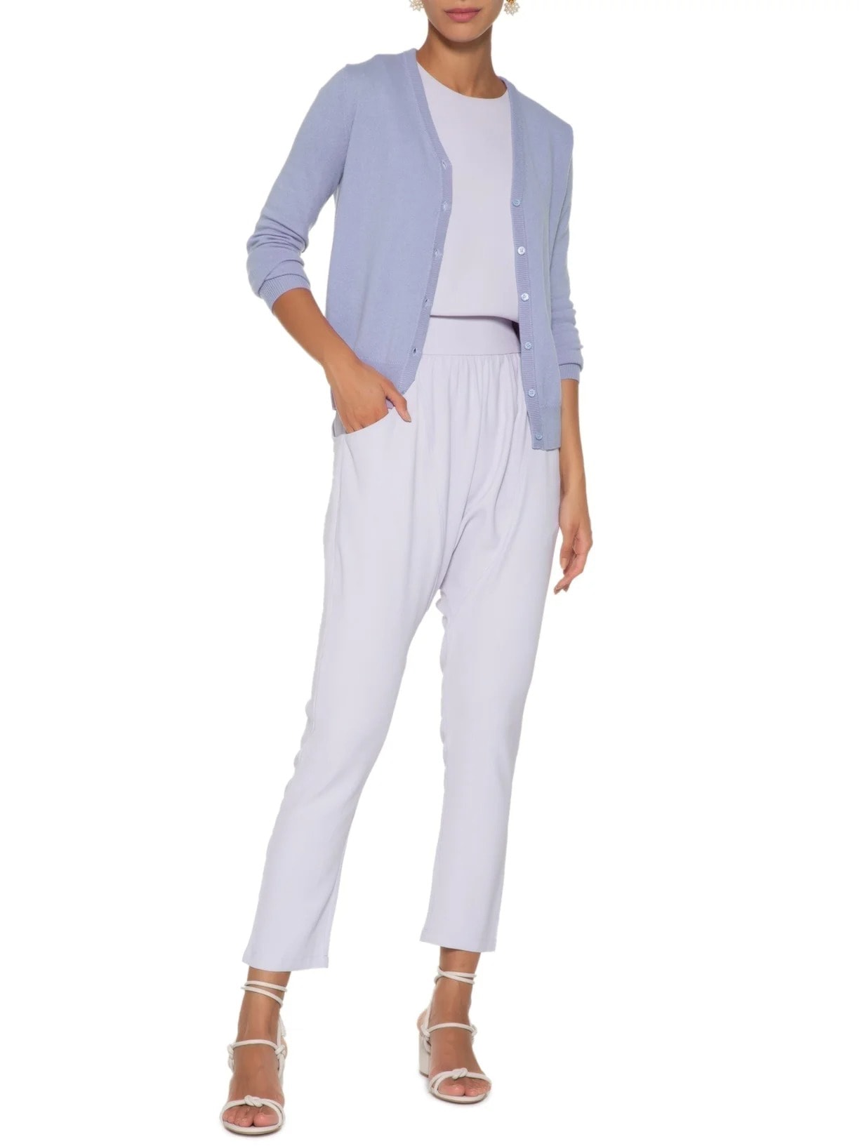 Cardigan Feminino Puro Cashmere Lilás '2Essential