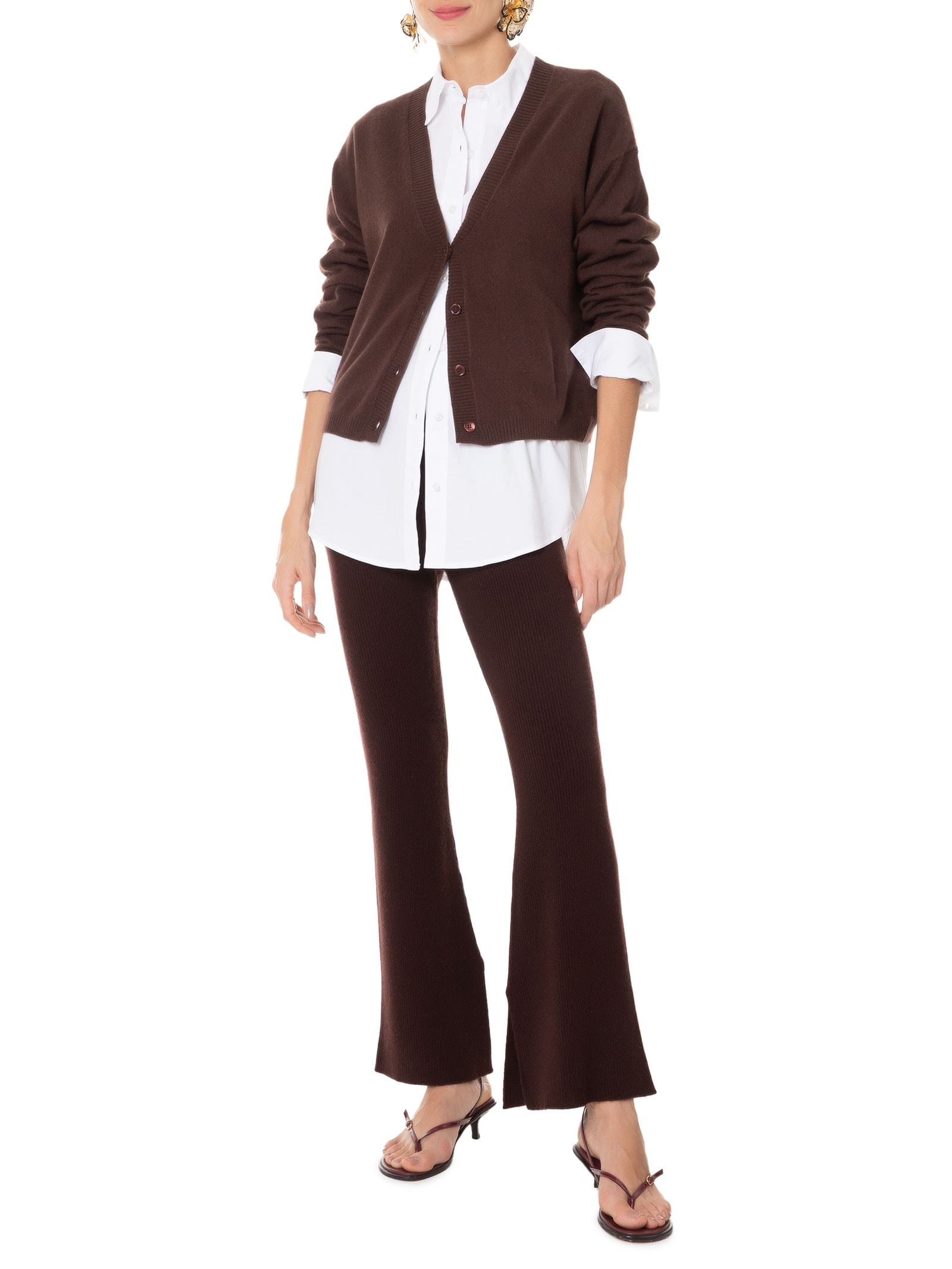 2Essential - Cardigan Feminino Puro Cashmere - Marrom