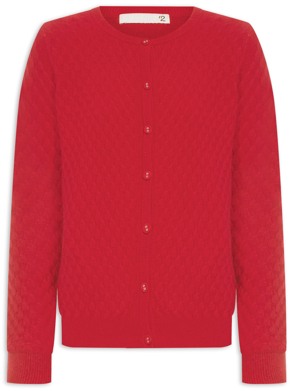 Cardigan Feminino Puro Cashmere Tranças Com Botões - Vermelho