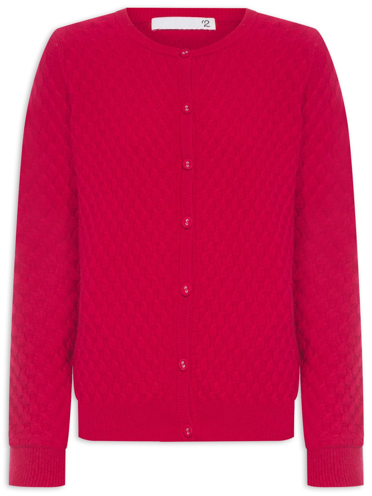 Cardigan Feminino Puro Cashmere Tranças Com Botões - Vermelho