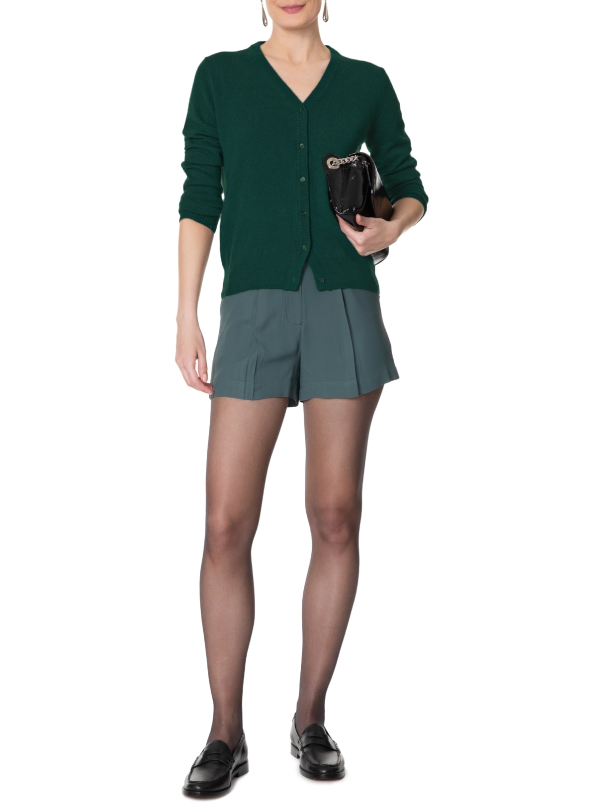 Cardigan Feminino Puro Cashmere Verde '2Essential