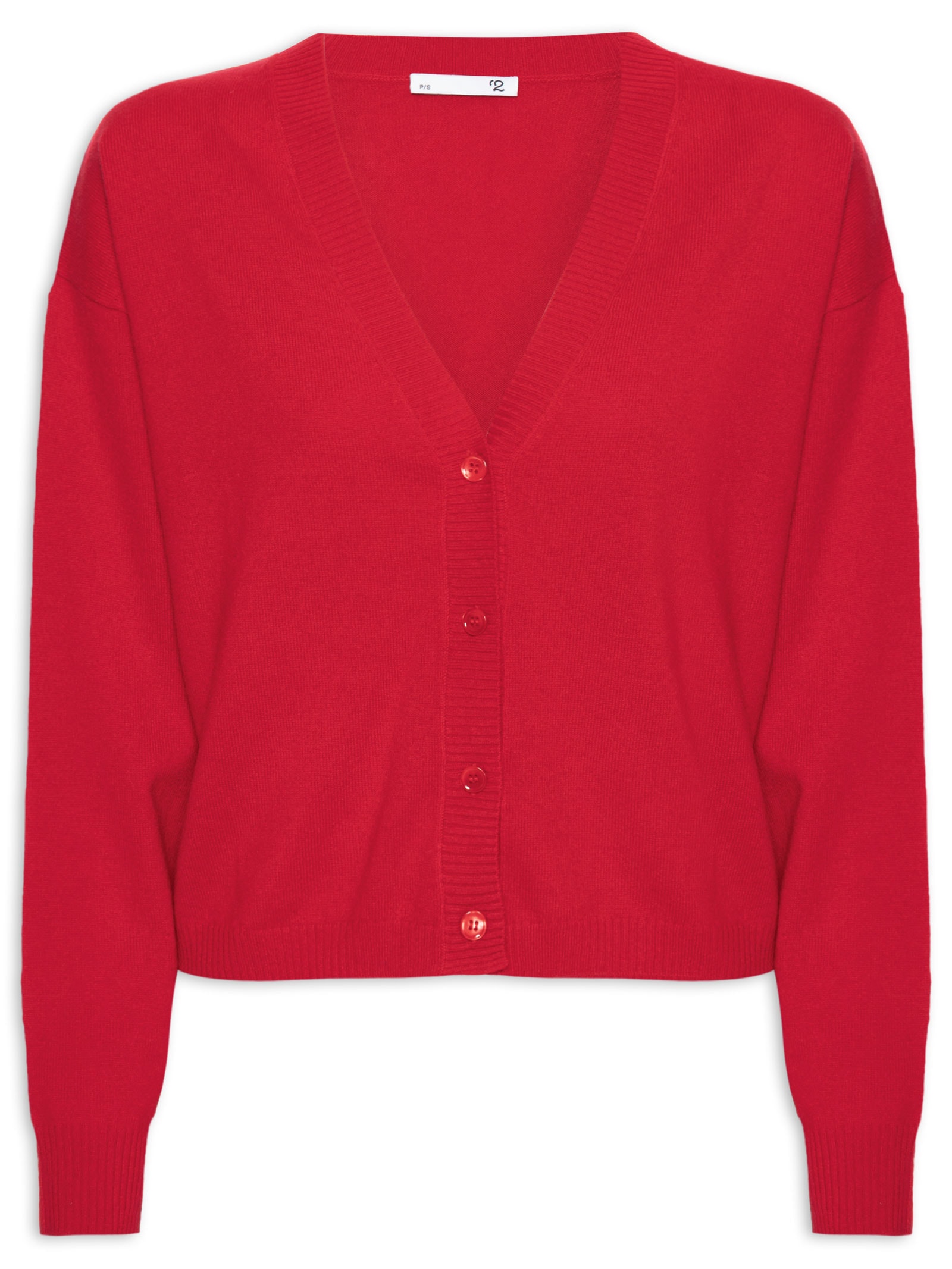 2Essential - Cardigan Feminino Puro Cashmere - Vermelho