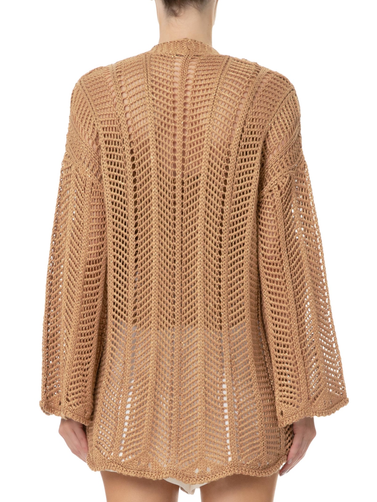 Cardigan Feminino Sobreposição Tricot Lurex Marrom Dress To