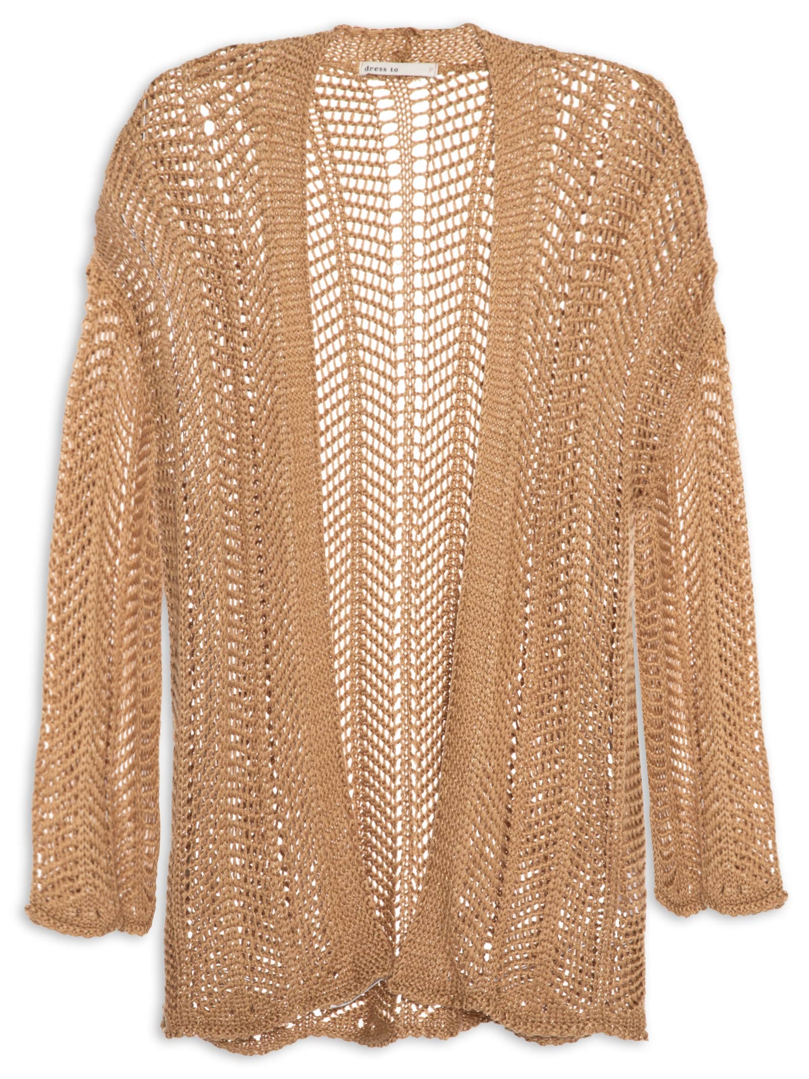 Cardigan Feminino Sobreposição Tricot Lurex - Marrom