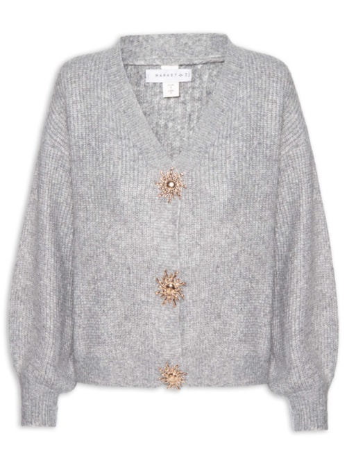 Cardigan Feminino Solar Em Tricot – Cinza