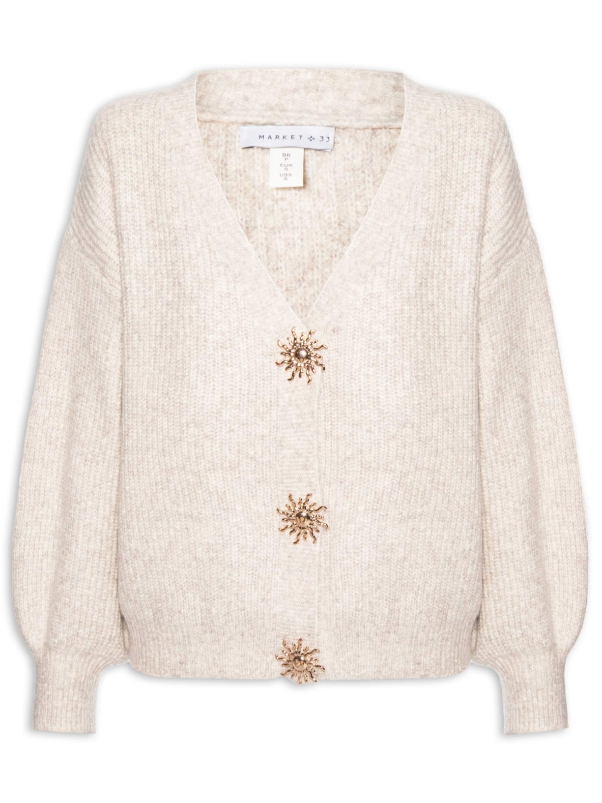 Cardigan Feminino Solar Em Tricot – Bege Market 33