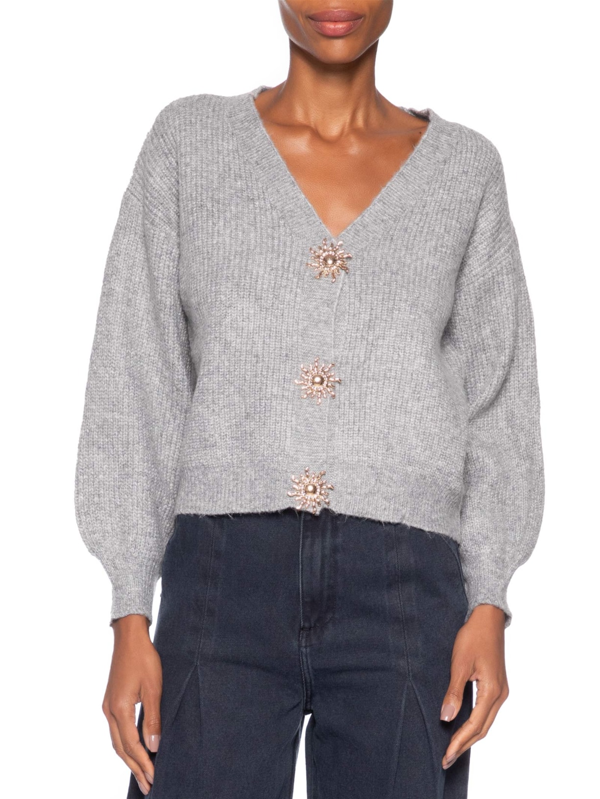 Cardigan Feminino Solar Em Tricot  – Cinza Market 33