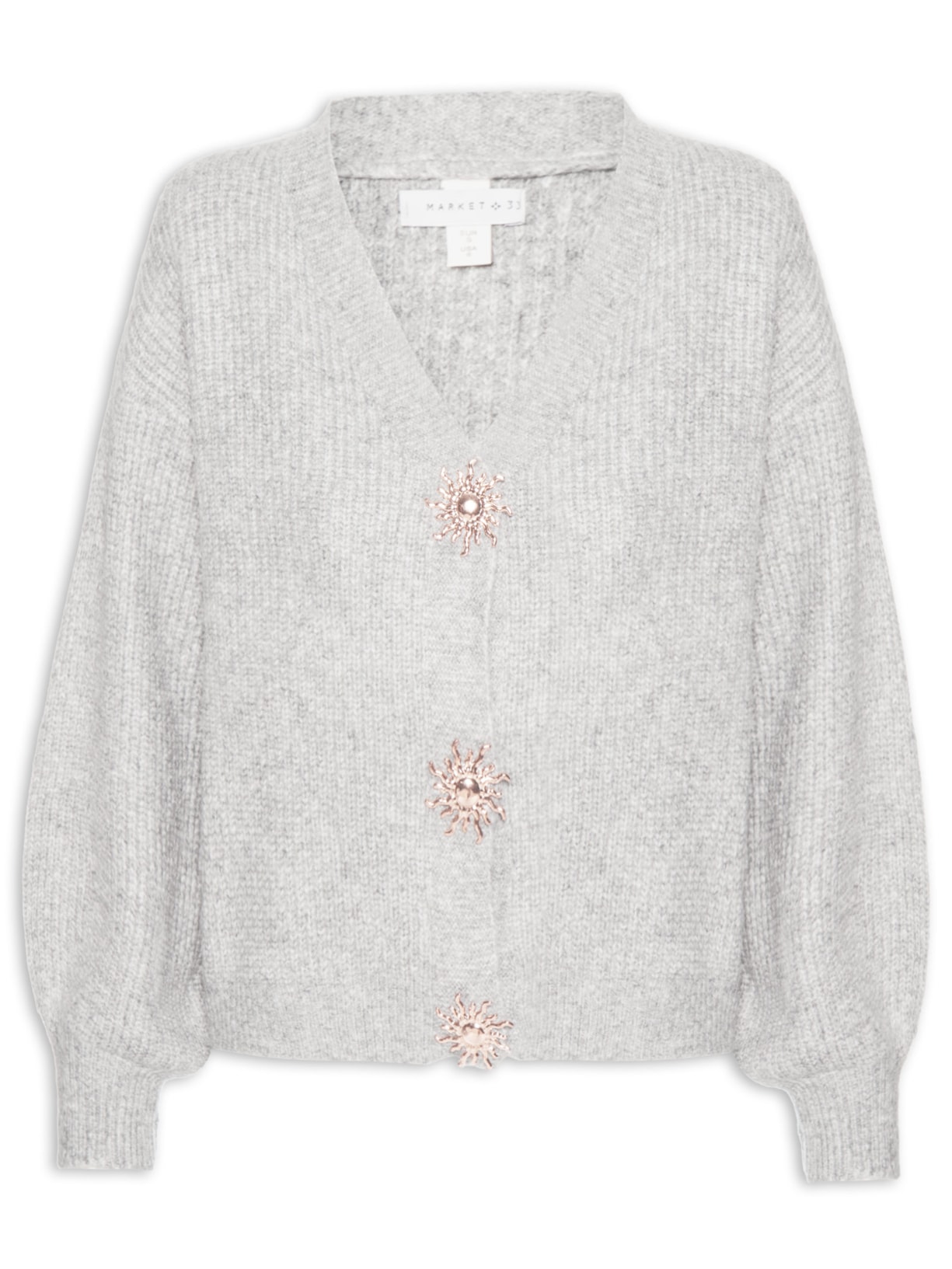 Cardigan Feminino Solar Em Tricot  – Cinza Market 33