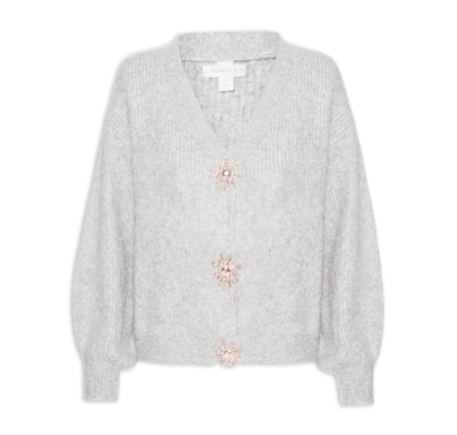 Cardigan Feminino Solar Em Tricot  – Cinza