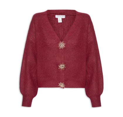 Cardigan Feminino Solar Em Tricot  – Vermelho
