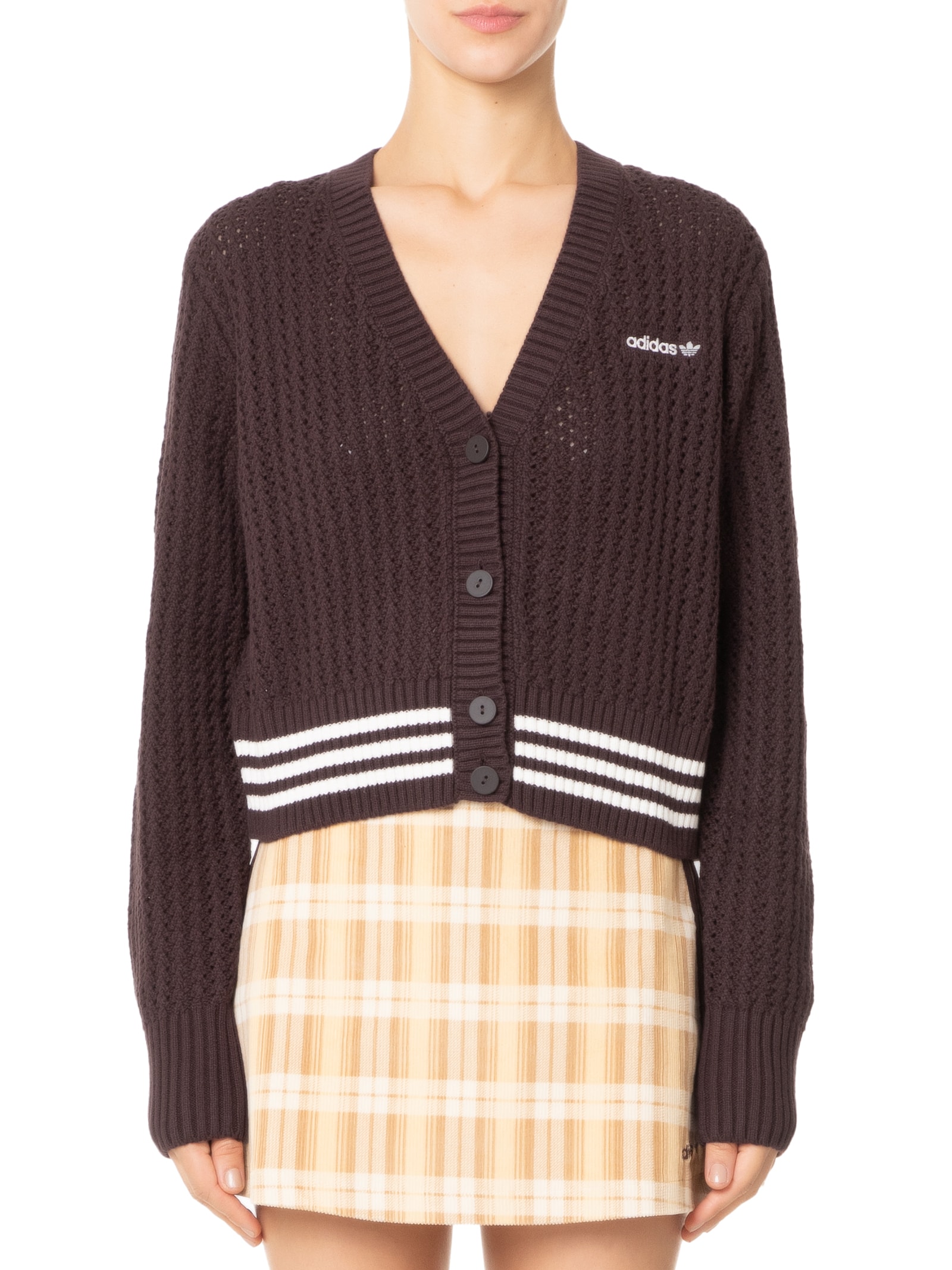 Adidas Originals - Cardigan Feminino Stripes - Marrom