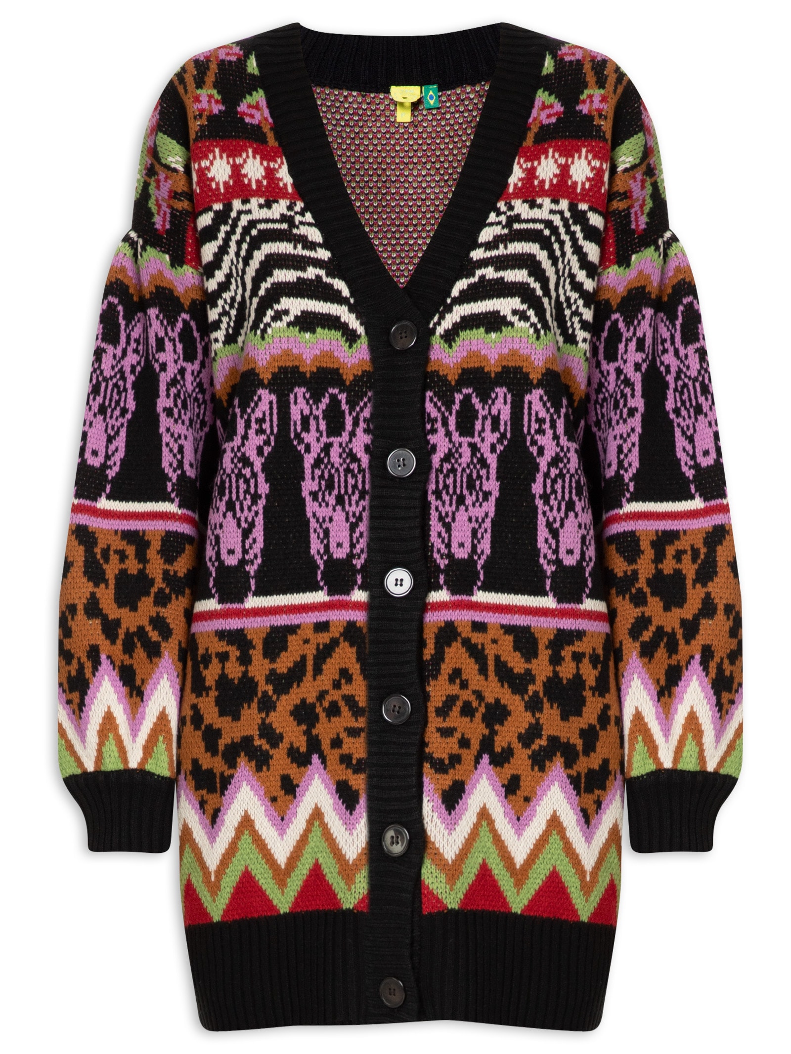 Cardigan Feminino Tricot Ainika Selvática - Preto