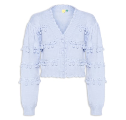 Cardigan Feminino Tricot Artesanal - Azul