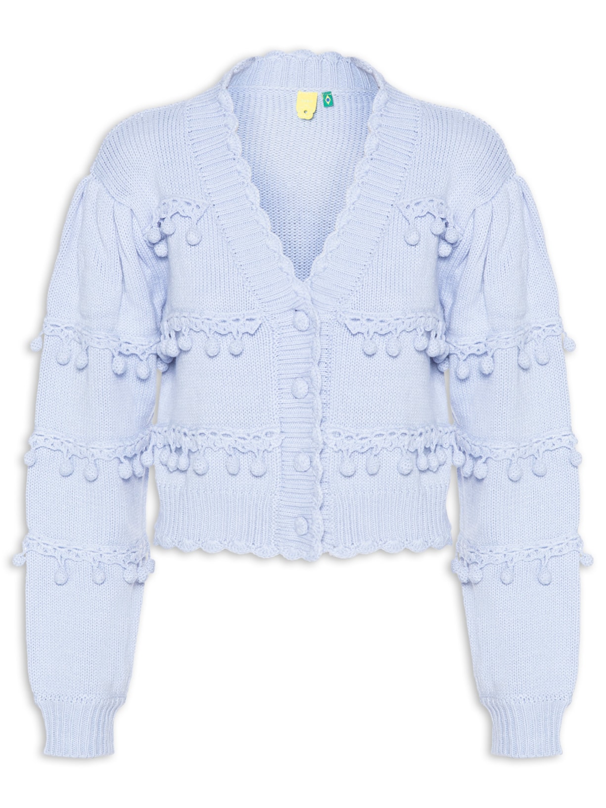 Cardigan Feminino Tricot Artesanal - Azul