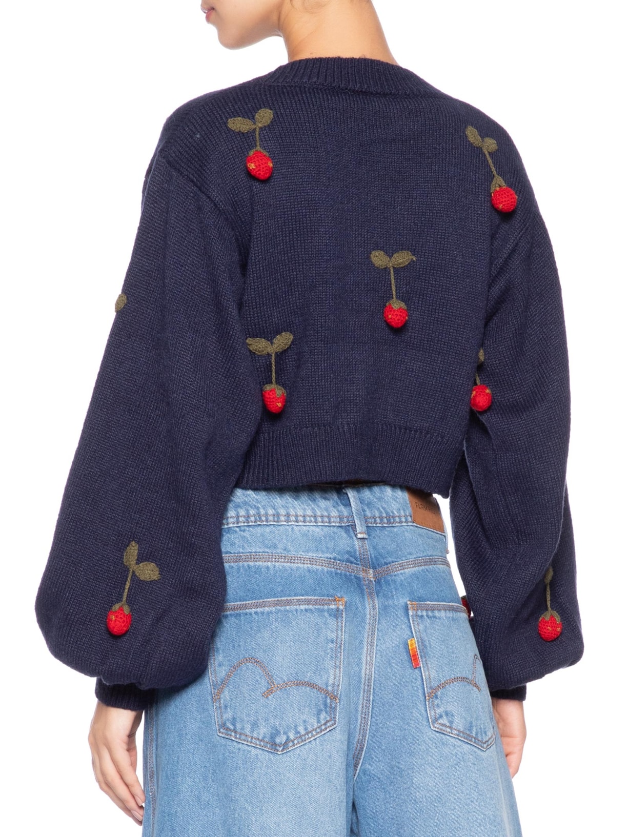 Cardigan Feminino Tricot Artesanal Morango – Azul Farm