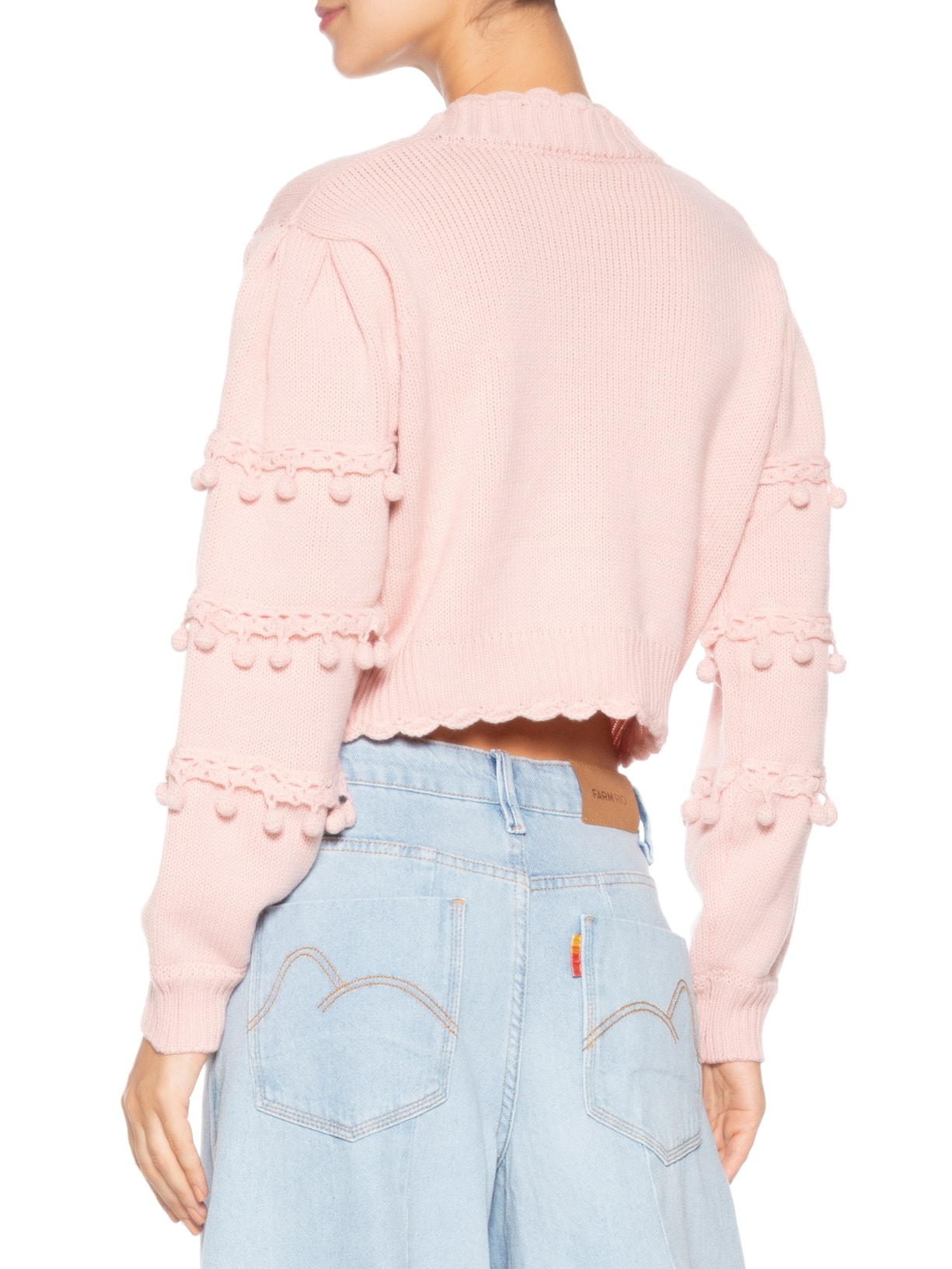 Cardigan Feminino Tricot Artesanal Rosa Farm