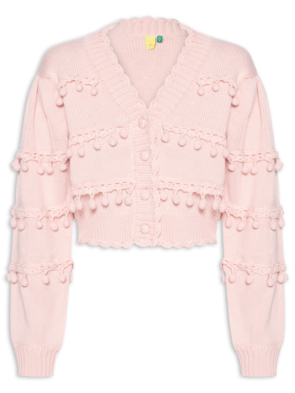 Cardigan Feminino Tricot Artesanal Rosa Farm