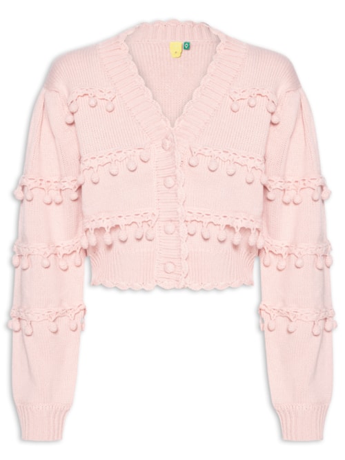 Cardigan Feminino Tricot Artesanal - Rosa