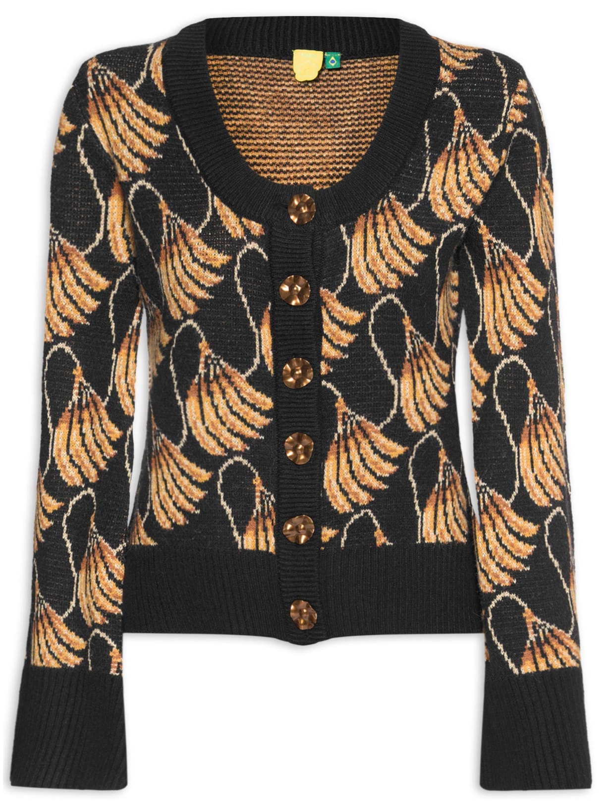 Cardigan Feminino Tricot Banana Tassel Preto Farm
