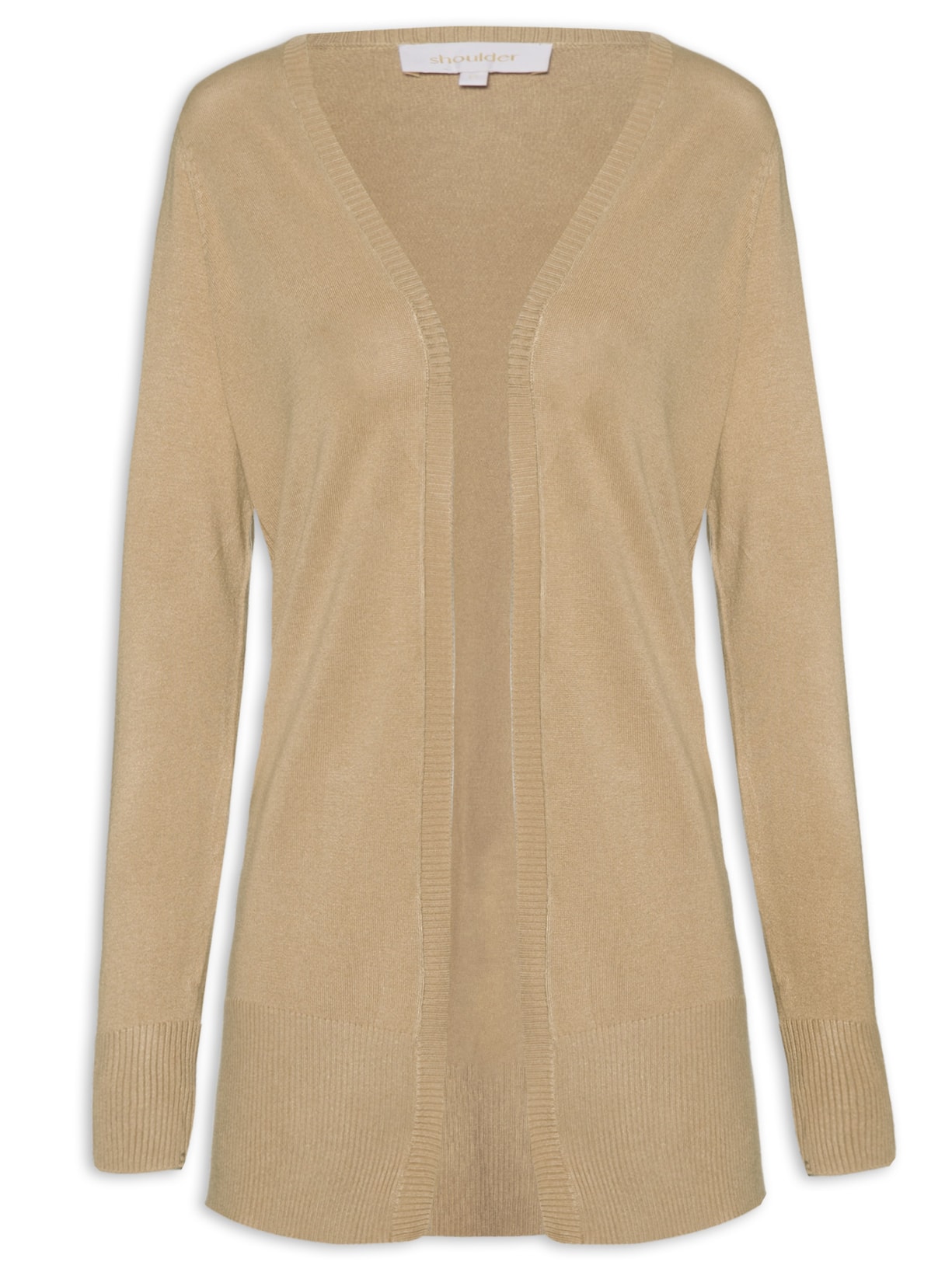 Cardigan Feminino Tricot Básico - Bege