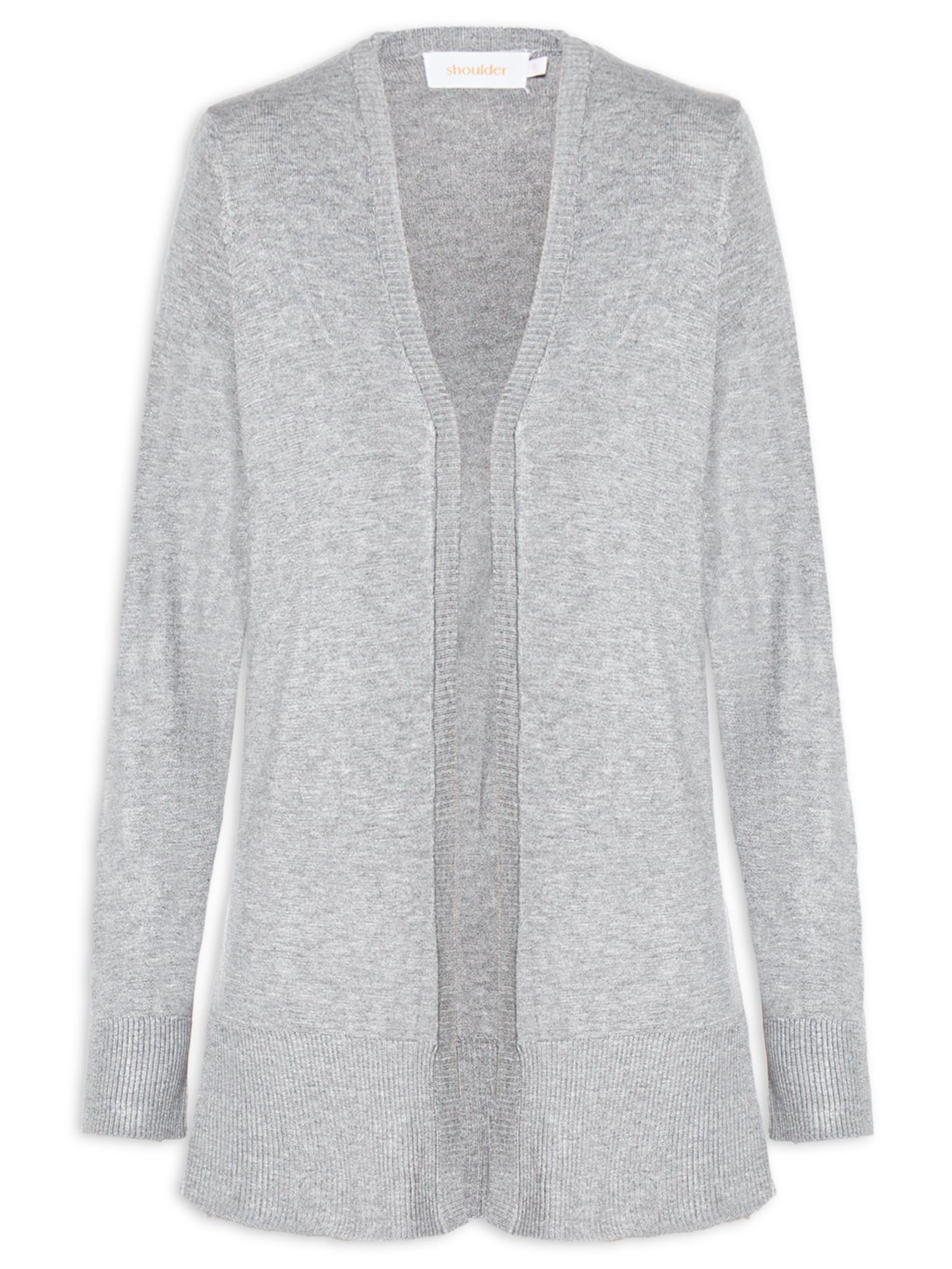 Cardigan Feminino Tricot Básico - Cinza
