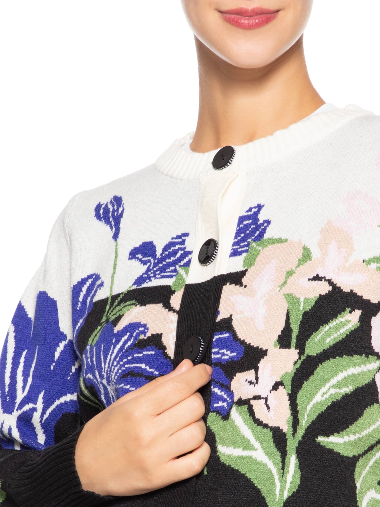 Cardigan Feminino Tricot Céu De Flor Preto Farm