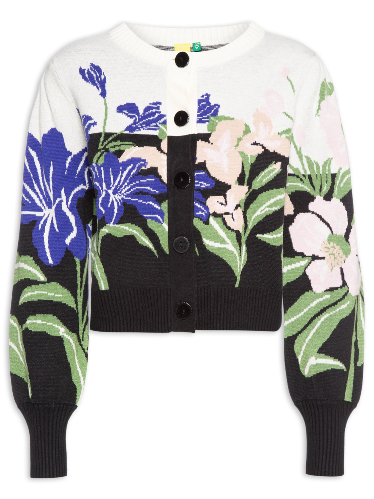 Cardigan Feminino Tricot Céu De Flor - Preto