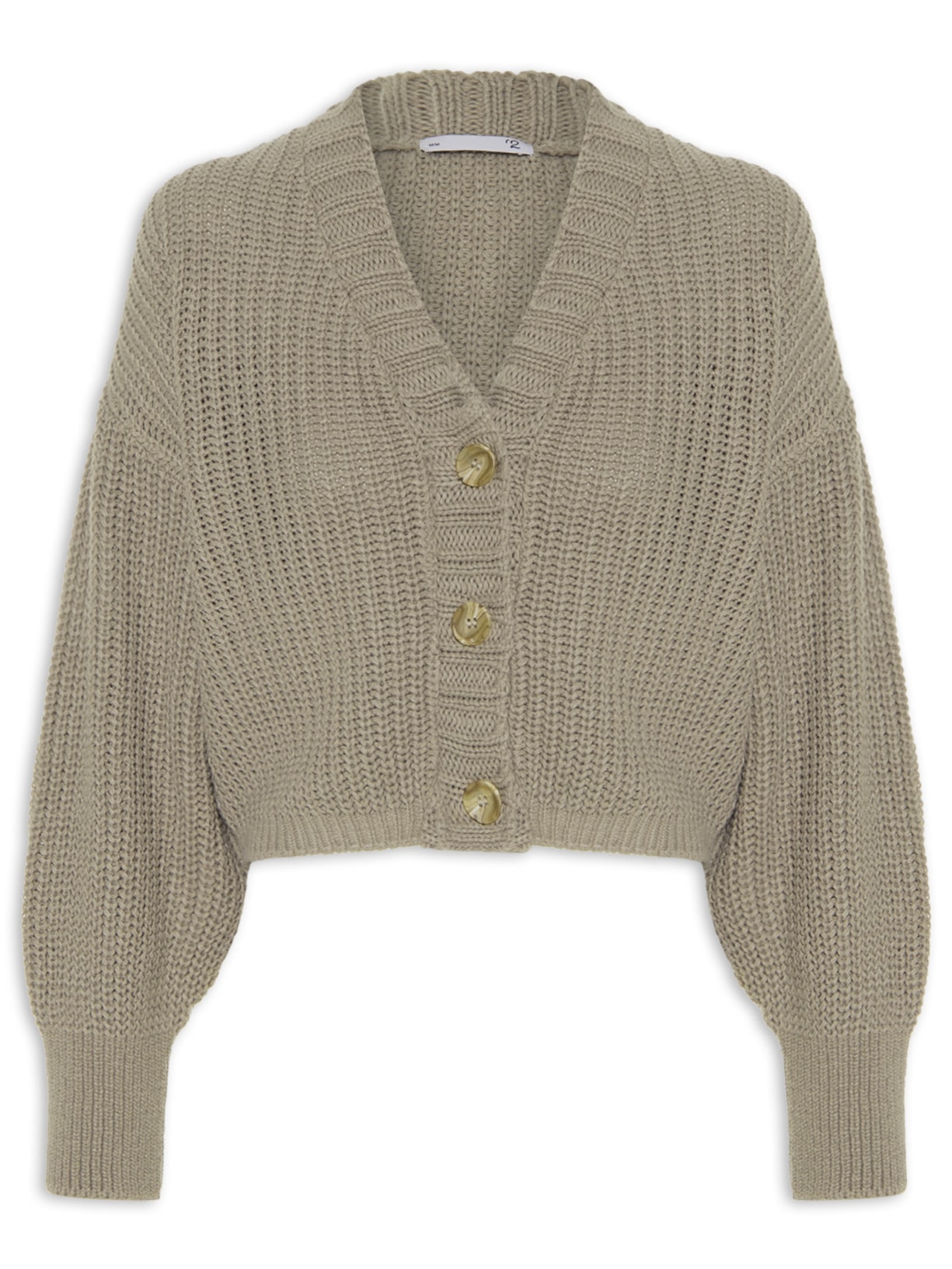 Cardigan Feminino Tricot Com Botões - Bege