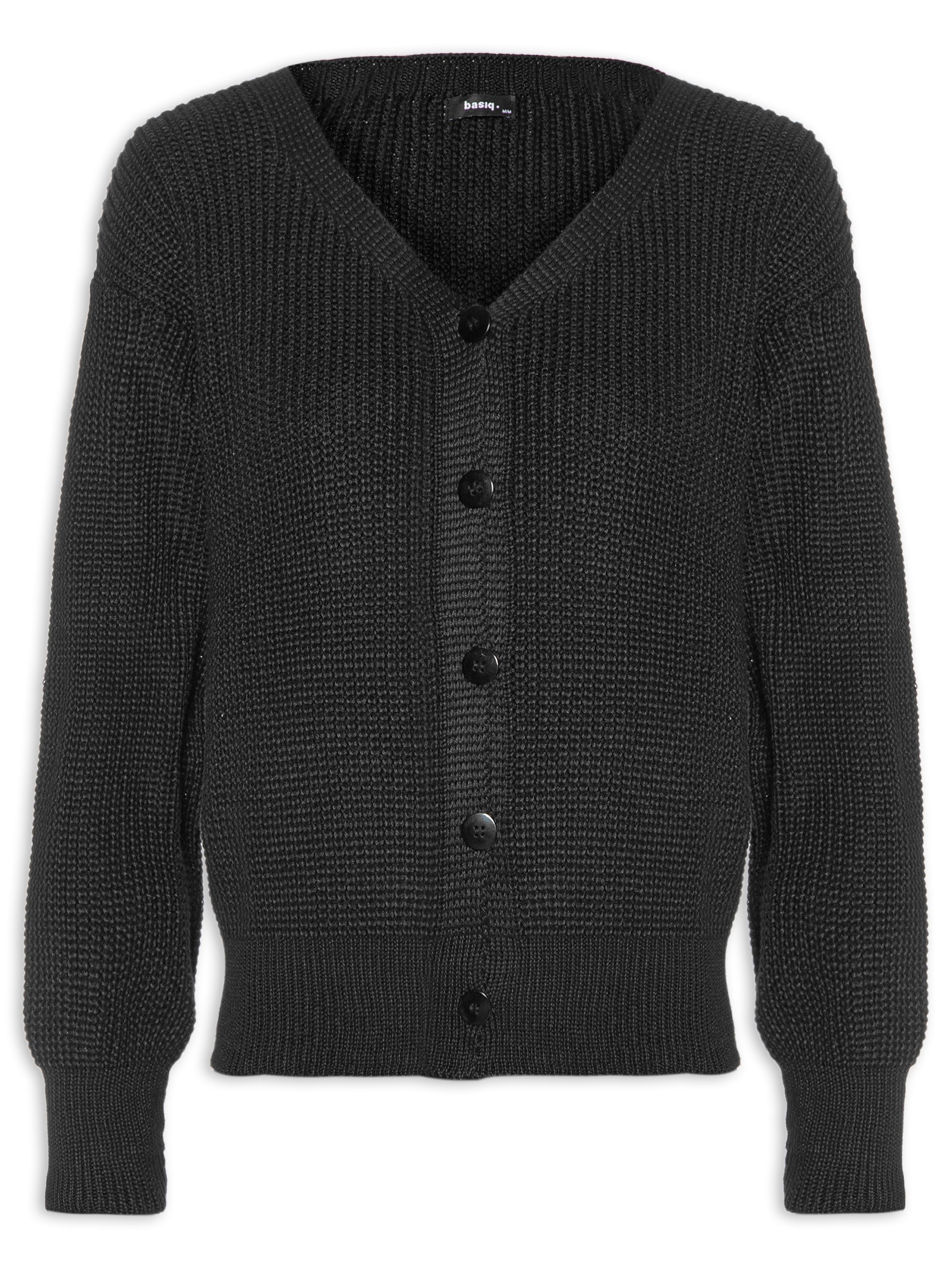 Cardigan Feminino Tricot Com Botões - Preto - Basiq