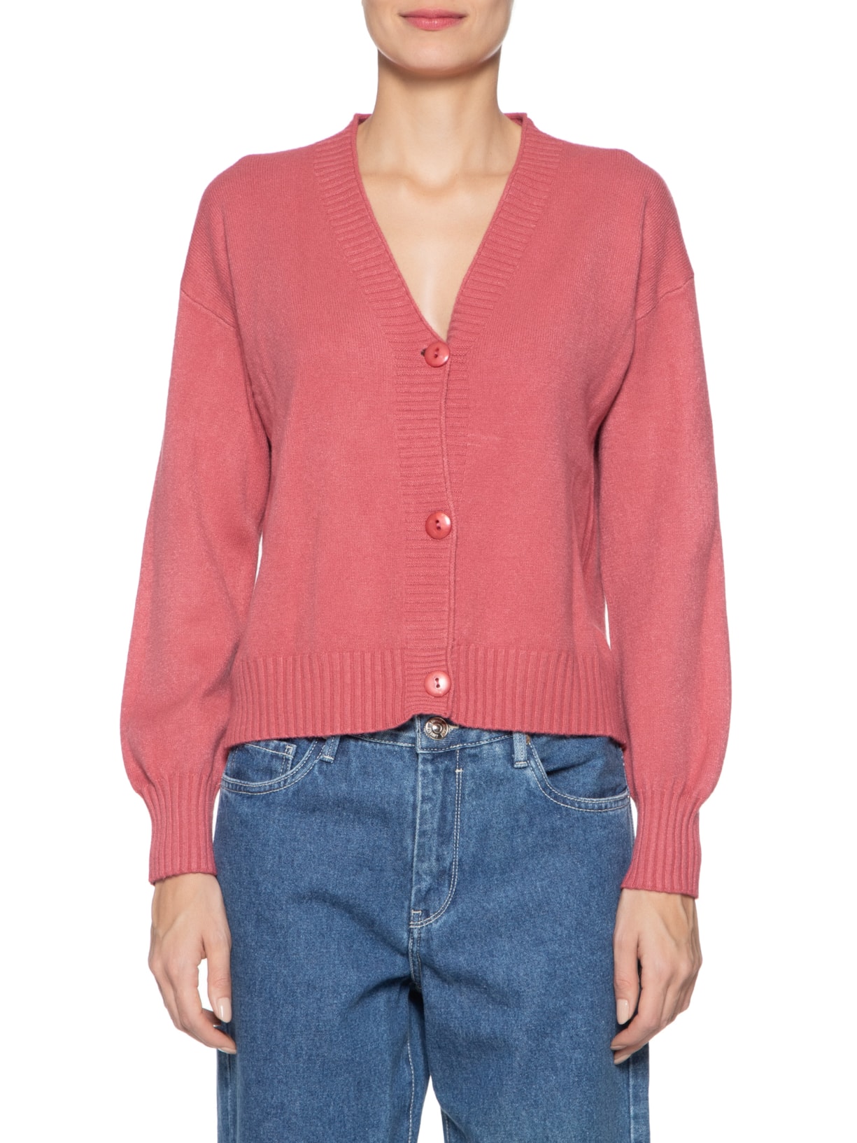 Cardigan Feminino Tricot Com Botões - Vermelho by BASIQ