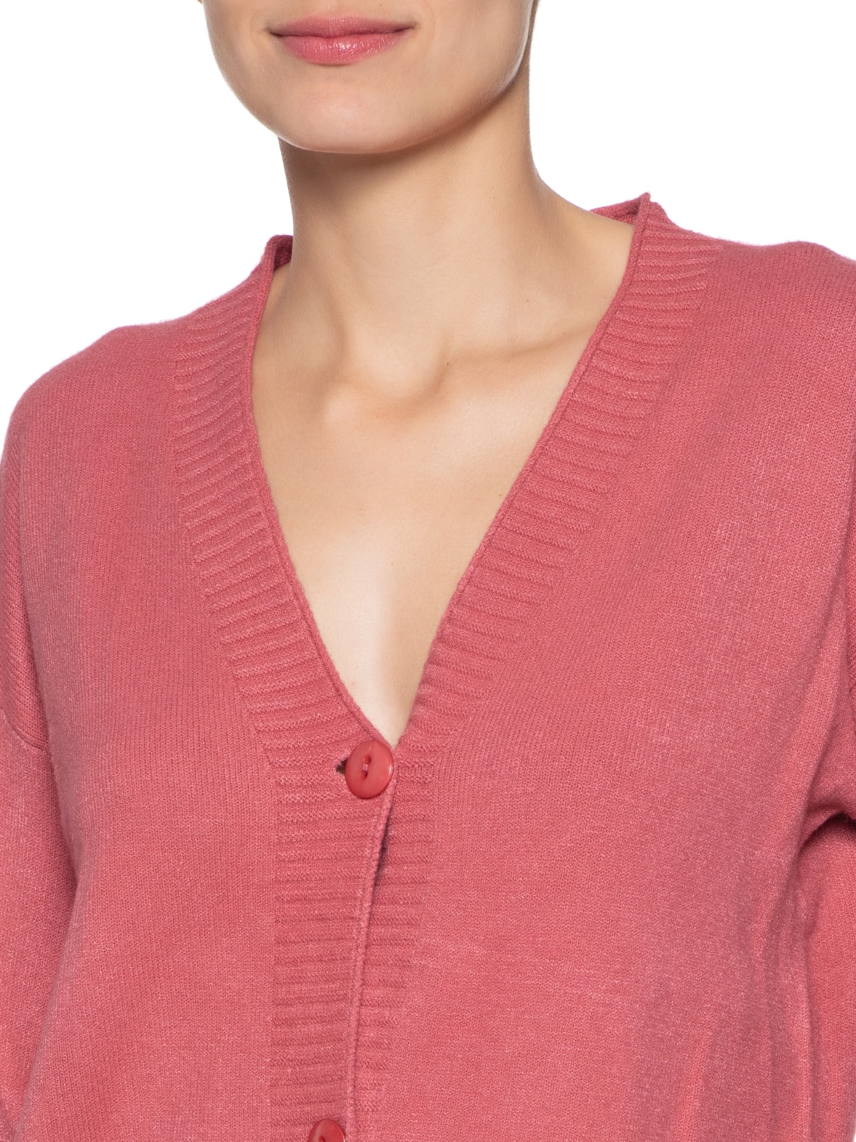 Cardigan Feminino Tricot Com Botões - Vermelho by BASIQ