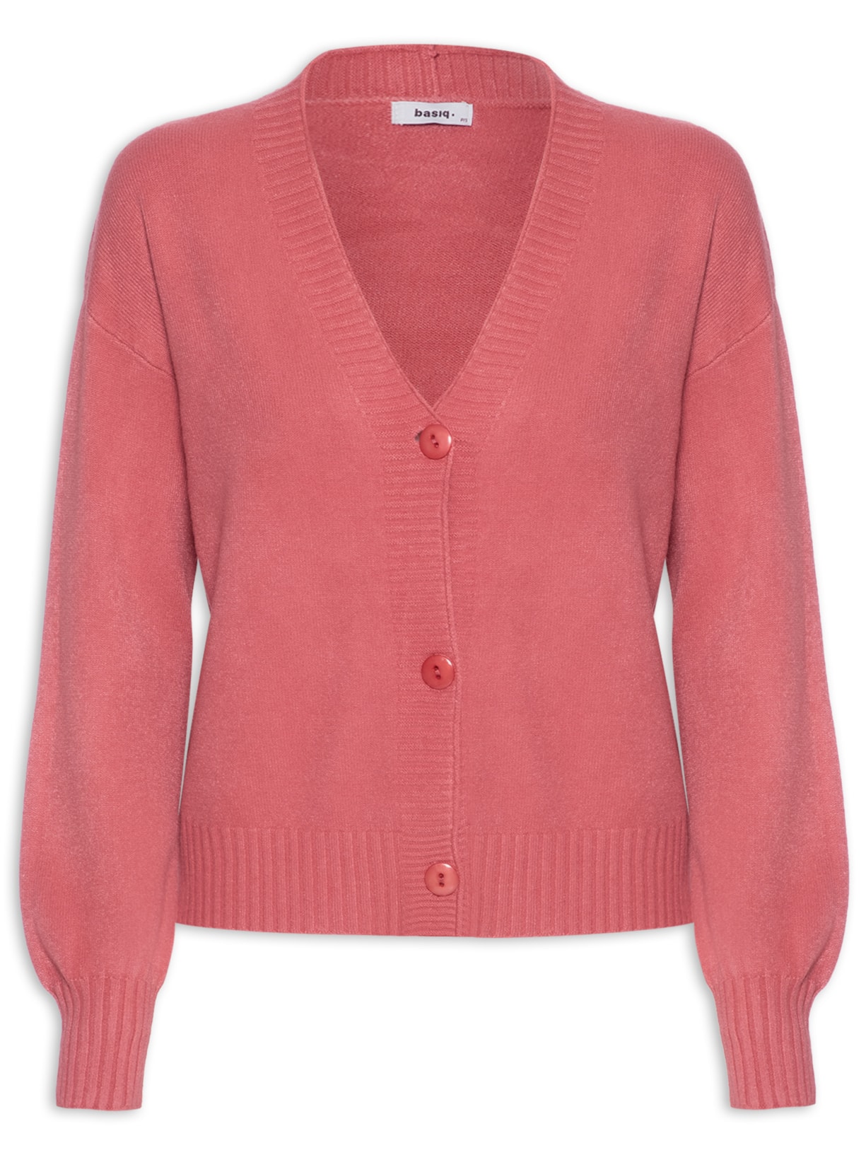 Cardigan Feminino Tricot Com Botões - Vermelho