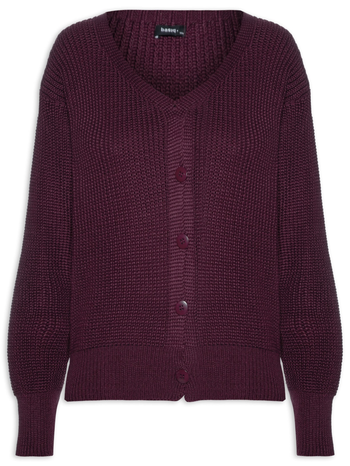 Cardigan Feminino Tricot Com Botões - Vinho