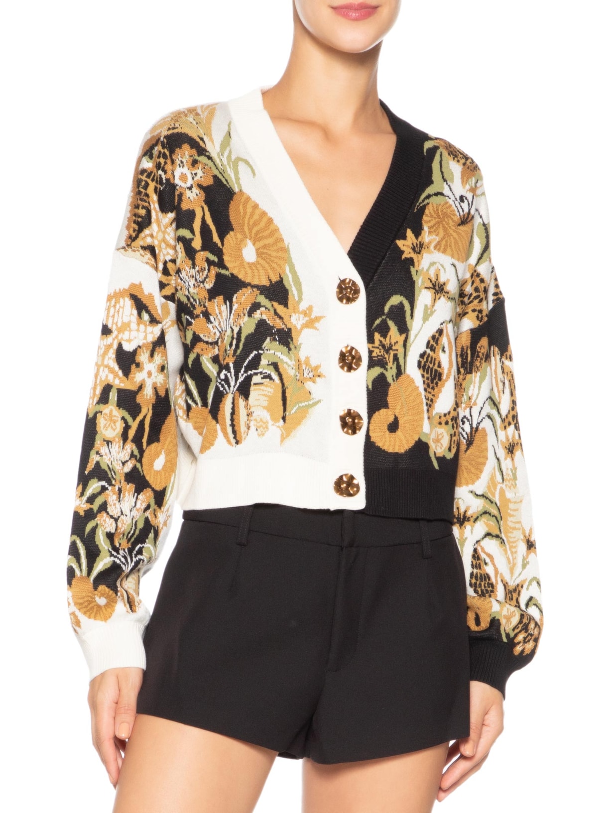 Cardigan Feminino Tricot Concha Surreal Preto Farm