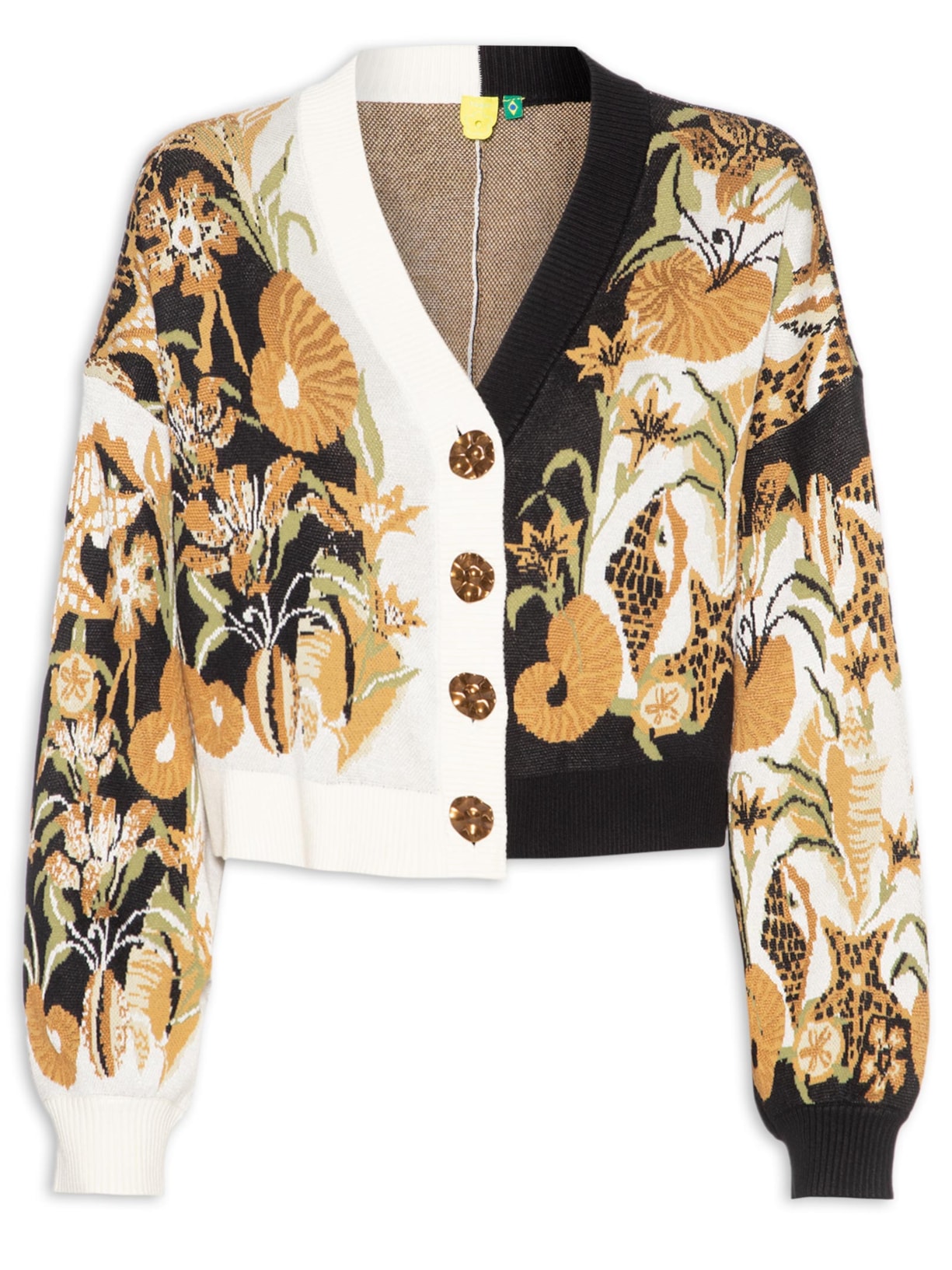 Cardigan Feminino Tricot Concha Surreal Preto Farm