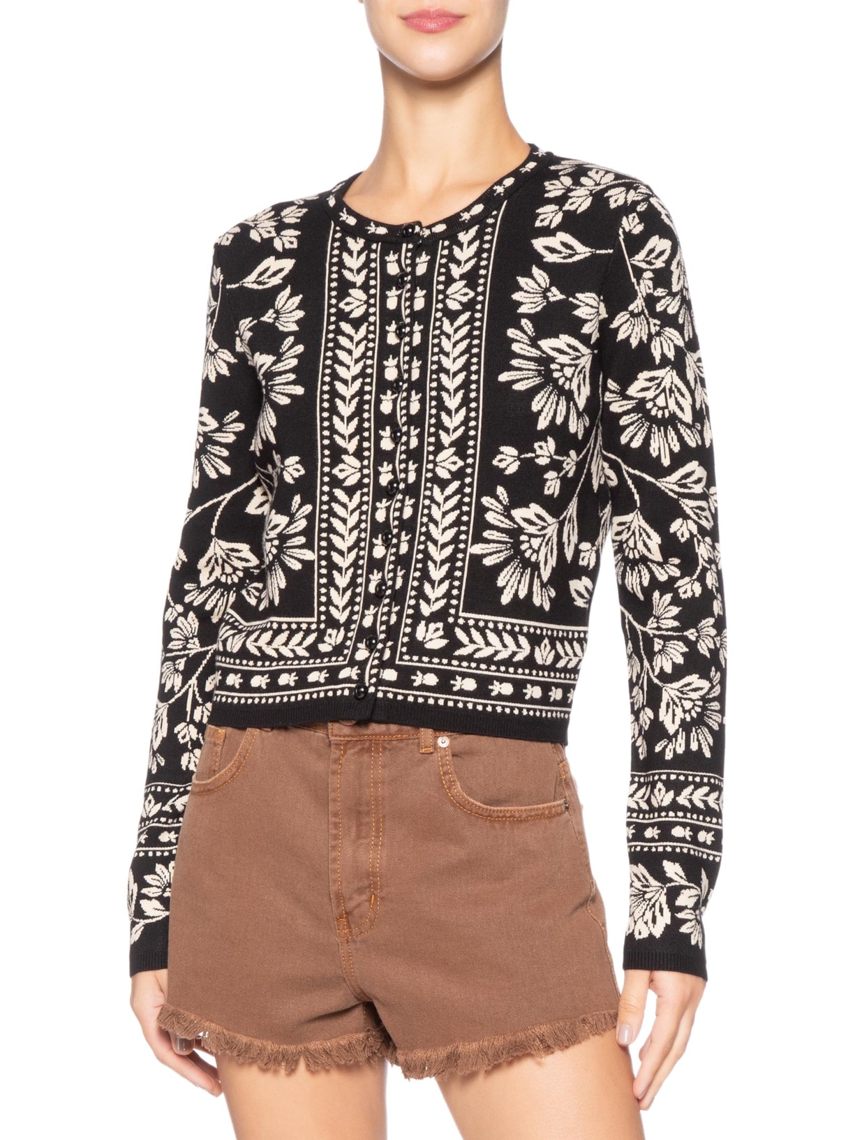 Cardigan Feminino Tricot Daniela Preto Farm