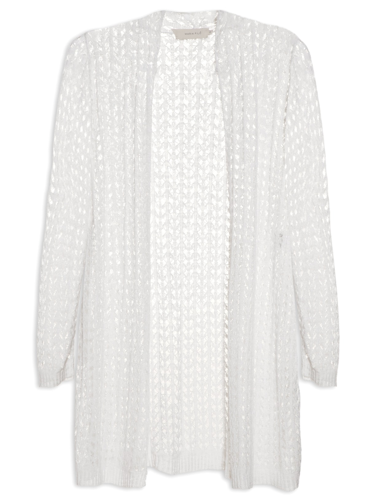 Cardigan Feminino Tricot Flame Rendado - Branco